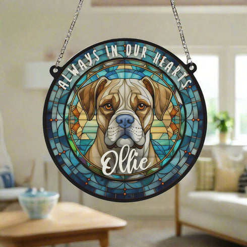 Boxer Memorial Stained Glass Effect Suncatcher